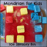 Mondrian for kids Ice Sensory Bin