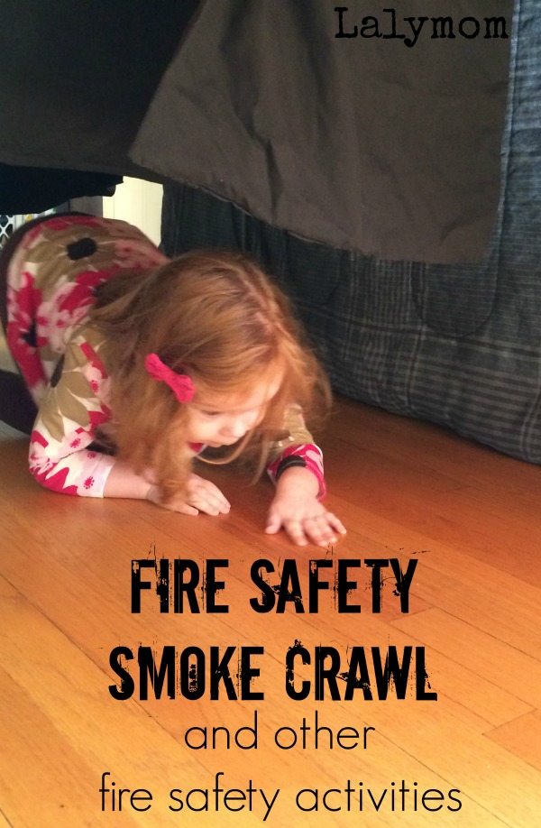 3 Fire Prevention Week Activities on Lalymom.com - Practicing crawling under smoke- how smart!