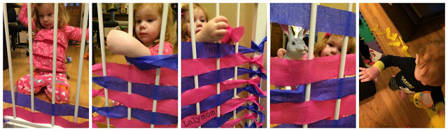 Weaving Practice for Kids Using Streamers and Baby Gate from Lalymom