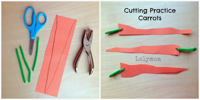 Cutting Practice Carrots Idea for Kids from Lalymom