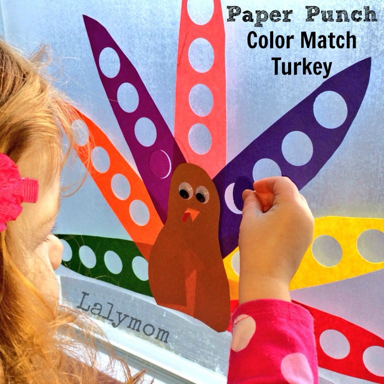 Paper Punch Color Match Turkey- A Thanksgiving Fine Motor Activity for Kids