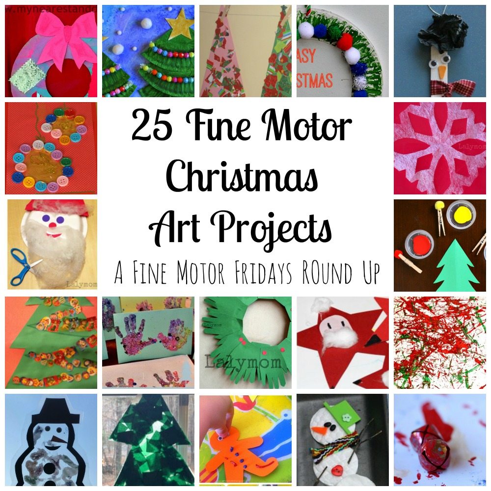 25 Fine Motor Christmas Art Projects for Kids from Lalymom- Fine Motor Fridays MEGA Roundup #FineMotor #CreativeMamas #PlayMatters #KBNMoms