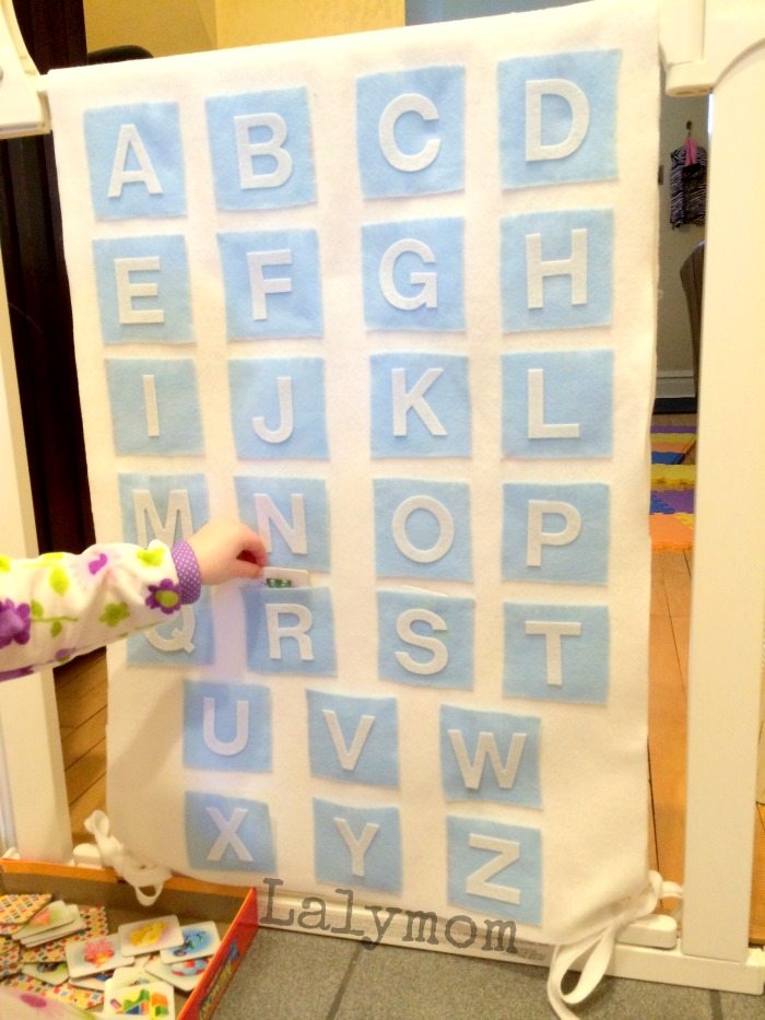 DIY Baby Gate Cover Alphabet Chart from Lalymom #SmartMarch #BabyGear #Homeschool