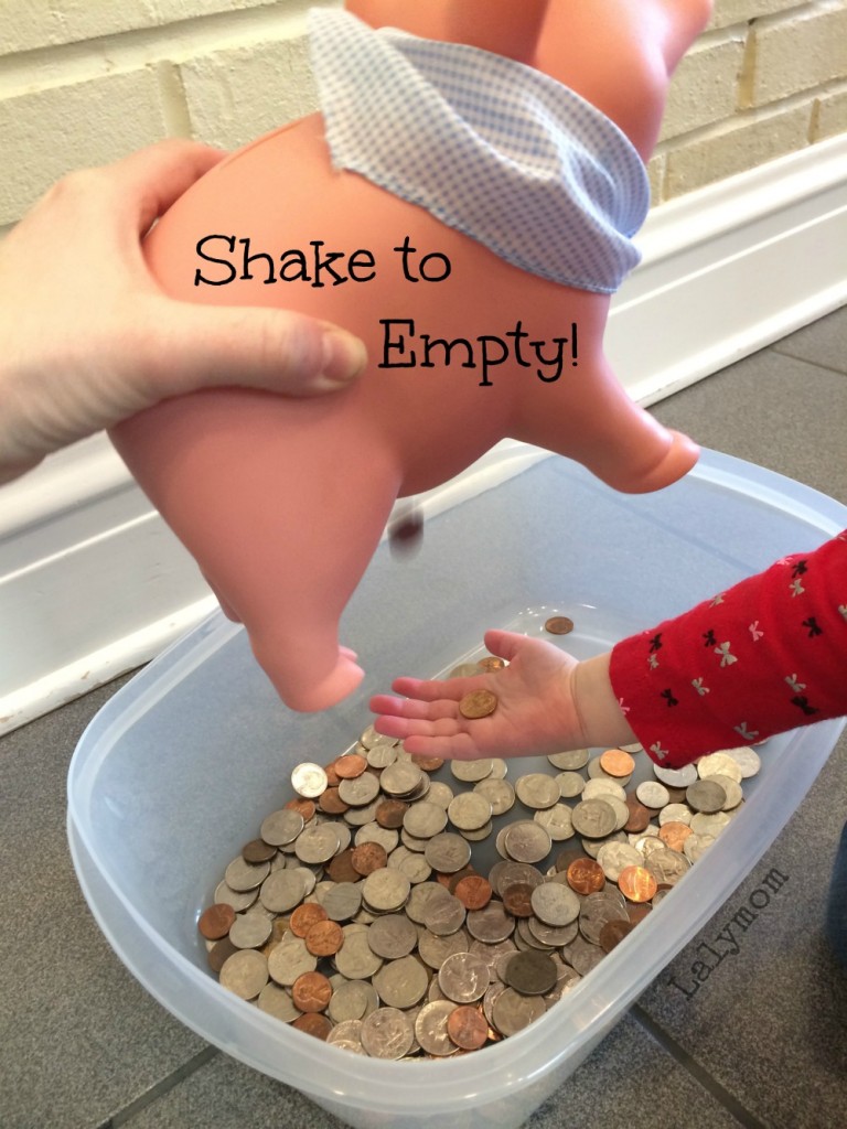 Piggy Bank Money Sensory Bin for Preschoolers from Lalymom