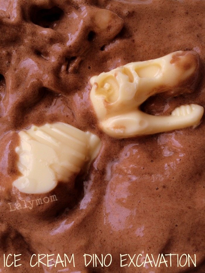 Edible Dinosaur Excavation Dessert Made with White Chocolate Bones and Healthy Banana-Based Ice Cream. Come see how to make your own on Lalymom!