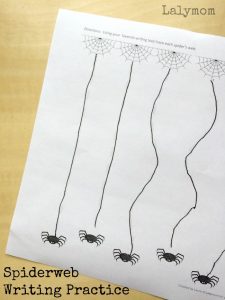 Spiderweb Halloween Writing Practice Activity - Free Printable on Fine Motor Friday from Lalymom
