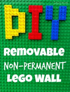 DIY Removable Non-Permanent Lego Wall from Lalymom. Great for any Duplo or Lego Lover.