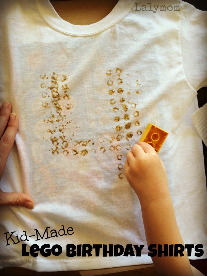 LEGO Paint Stamped Birthday Shirts - make great gifts for LEGO Lovers! Would be a great party activity or favor as well! From Lalymom