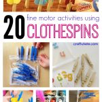 20 Fine Motor Activities Using Clothespins on Lalymom.com. Everything from super simple busy bags to letter learning, math, colors and more- all using one super fine motor tool Clothespins!