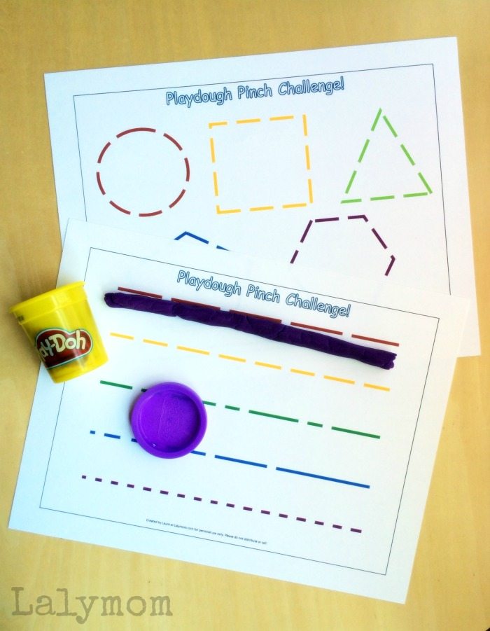 Free Printable Fine Motor Activities for Pinch Strength - Play Dough Pinch Challenge on Lalymom.com