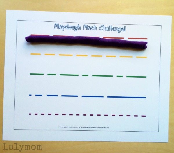 Printable Play Dough Mats to Encourage Pinch Strength - Play Dough Pinch Challenge on Fine Motor Fridays at Lalymom.com