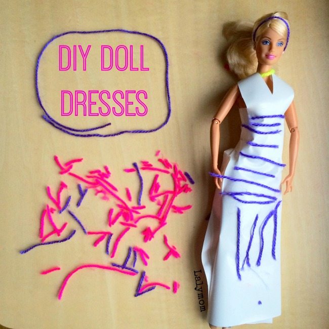 DIY Doll Dresses - Use contact paper and other craft materials to design your own dresses for Barbie and other dolls! SO much fun!