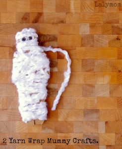2 Halloween Mummy Yarn Wrap Crafts for Fine Motor Skills on Lalymom - what a cute mummy!