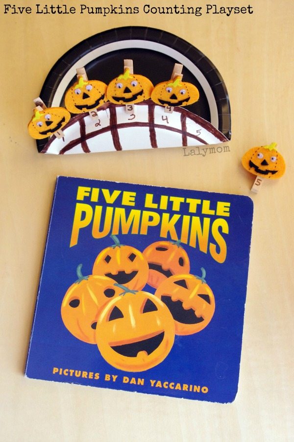 Five Little Pumpkins Counting Playset - perfect halloween read and play, book extension activity