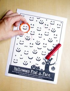 Free Preschool Printable Halloween Games Worksheet from Lalymom.com - Great for practicing circles and visual tracking!
