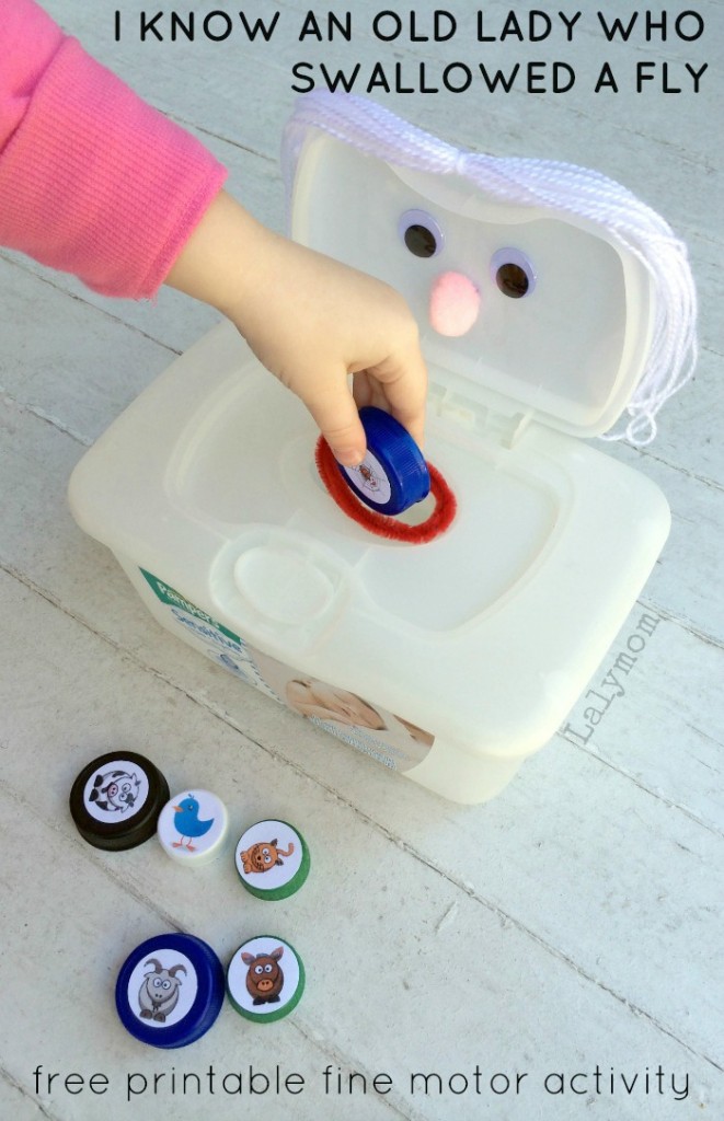 Fine Motor Activity for Kids I Know an Old Lady Who Swallowed a Fly with Free Printable on Lalymom.com - my kids love this song!