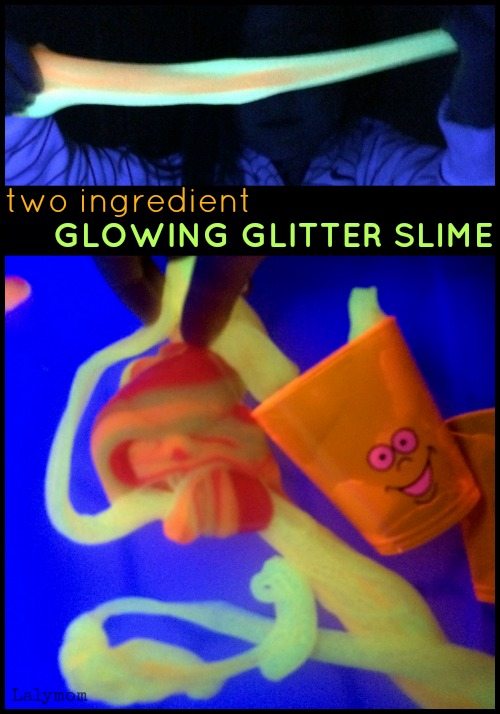 Multi-colored Glittering Glowng Slime - Cool Play recipe for kids that is not too messy on Lalymom.com - this looks awesome!