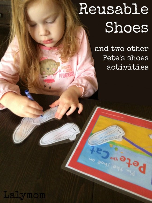 3 Pete The Cat Loves his School Shoes Activities on Lalymom.com Reusable Shoes Activity for Kids