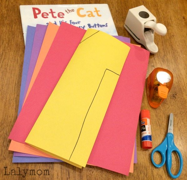 Cut Punch Paste Pete the Cat Buttons Book Activity for Kids on Lalymom.com