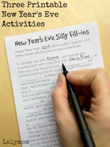 3 Free Printable New Year's Eve Activities for Kids - Silly Fill-ins on Lalymom.com