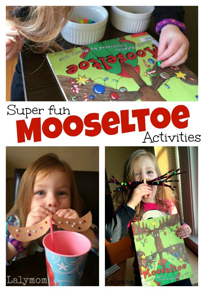 Fun Mustache Activities for Kids to pair with the kids Christmas book Mooseltoe and the giant Moosestache on Lalymom.com