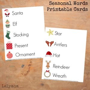 Seasonal Words Printable Cards - Great for Salt Trays, Word Walls and other Literacy Centers