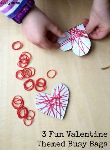 3 Fun Valentine Themed Busy Bags - Loom Bands Fine Motor Hearts