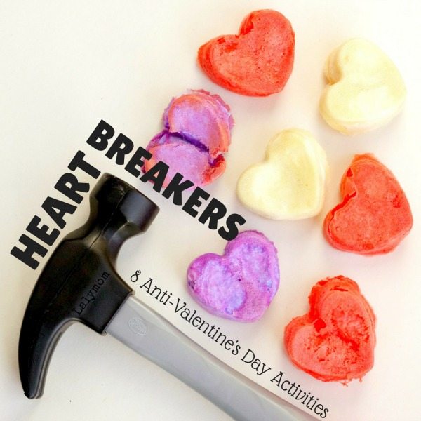 8 Fun Heartbreakers - Anti Valentines Day Activities - Hammering Heart-Shaped Baked Cotton Balls and other fun ideas - Click through to see all the activities