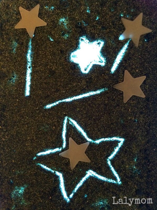 Glitter Stardust Writing Activities on the Light box
