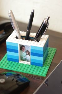 Kid Made Father's Day Gift - LEGO Photo Pen Holder for Dad