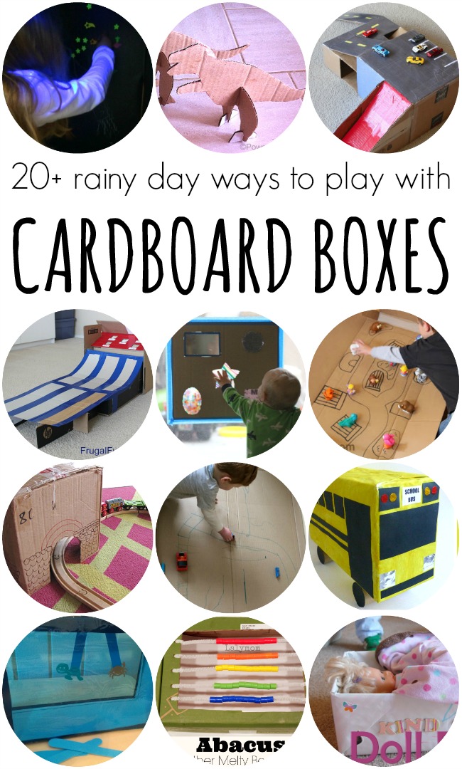 Rainy Day Activities Using Cardboard Boxes - Great Recycled Cardboard Box Crafts for Kids on Lalymom.com - I can't wait to try these!