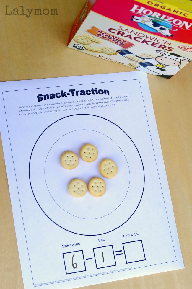 6 Page Free Printable Snack Games Pack - Snack Math, Snack Bingo and More! Fueled by Horizon Snacks
