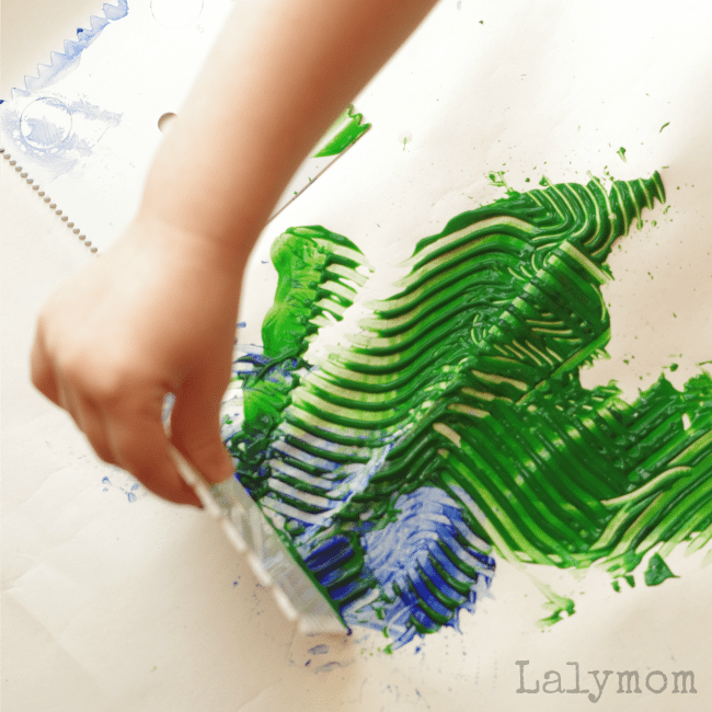 Hardware Store Art - Paint Combing - Part of the Process Art Challenge. Check out all the Process Art ideas for Kids Using this Month's Material Paint!
