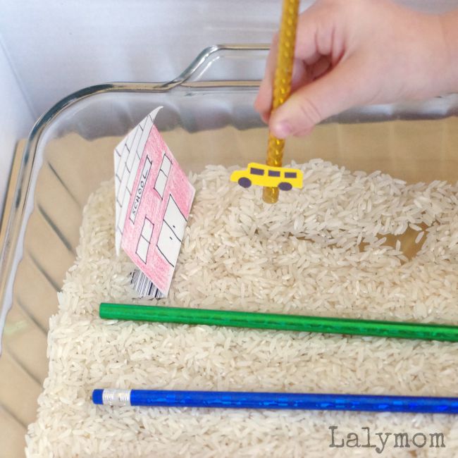 Back to School drive the Bus Sensory Maze - Great fine motor activity to gear up for back to school!