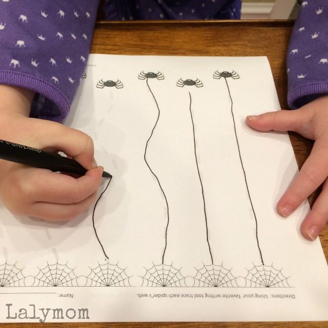 Silly Spiderwebs Halloween Writing Practice Activity - Free Halloween Printable on Lalymom