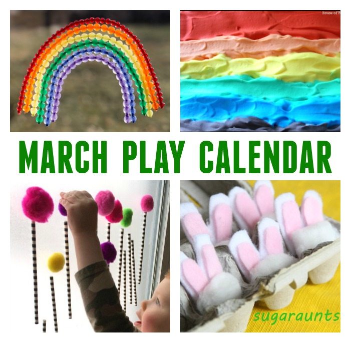 March Play Calendar - 31 Days of March Activities for Kids - Click, Print and Play!