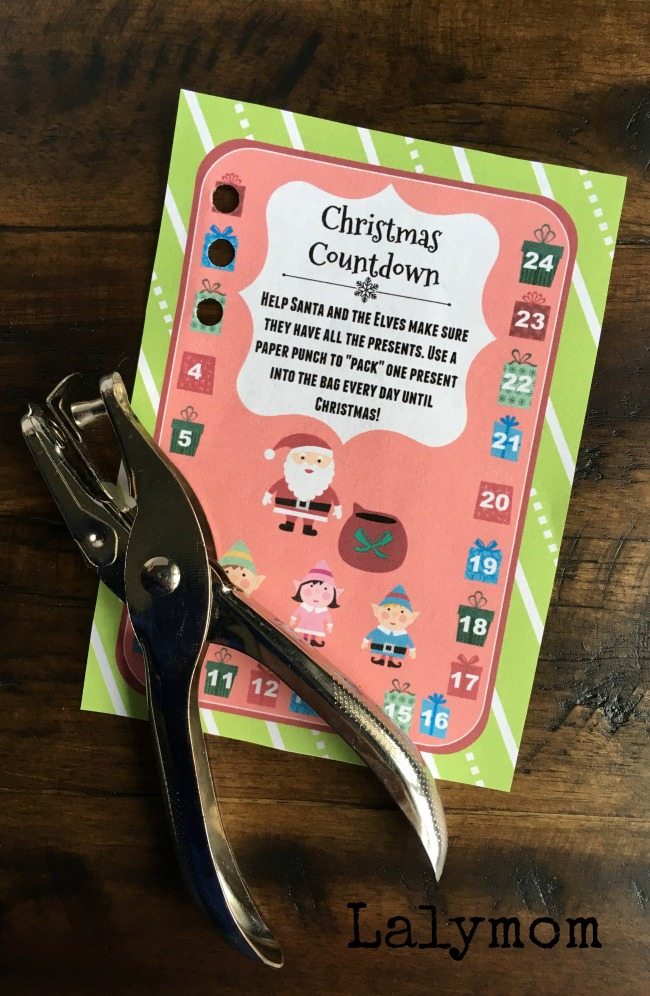 Awesome Christmas Countdown Idea for Kids! Mini Paper Punch Christmas Countdown Cards! My kids love using my paper punches, what a simple, fun idea!