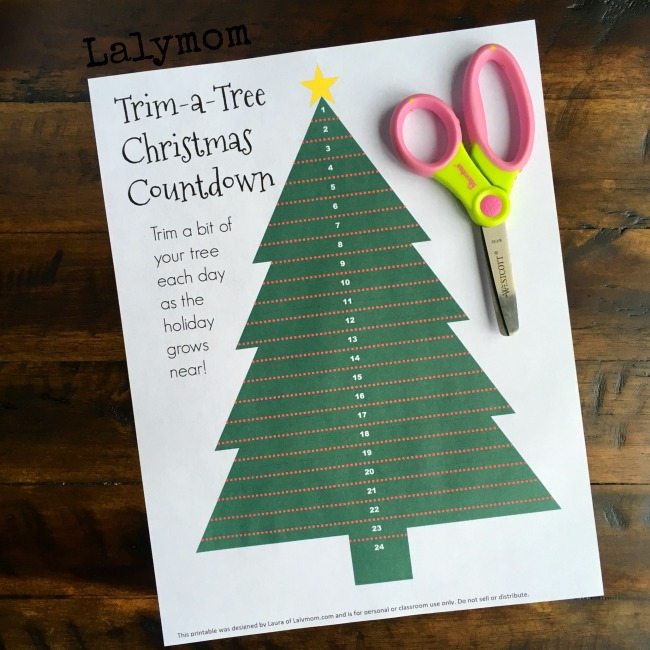 Trim A Tree Christmas Countdown for Kids – Free Printable