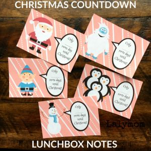 Christmas Coundown Lunchbox Notes for Kids - Free Printable Lunch Notes, cool advent idea!