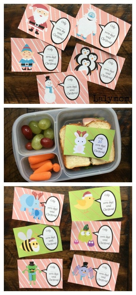 Printable Christmas Countdown Lunch Box Notes- These cute lunch notes are great as a surprise in school lunches. It's like a printable advent calendar! What a fun idea