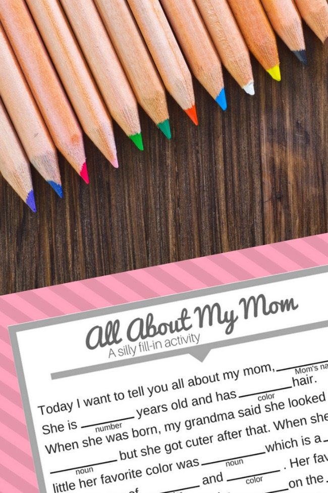 Wacky Mad Libs Style Mother's Day Activity - Print yours today to make mom laugh on her day! #MothersDay #mom #gifts #idea #activity #kids #printable