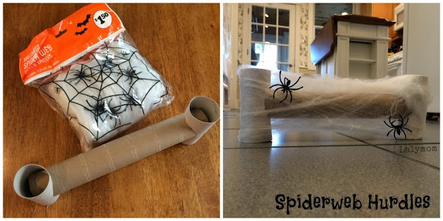 DIY Spiderweb Hurdles for Indoor Halloween Obstacle Courses for Preschoolers from Lalymom