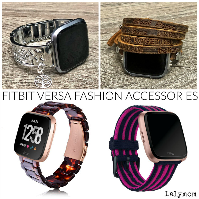 Upscale Fitbit Versa Accessories - I love the stamped leather band but the silver bracelet is pretty too!