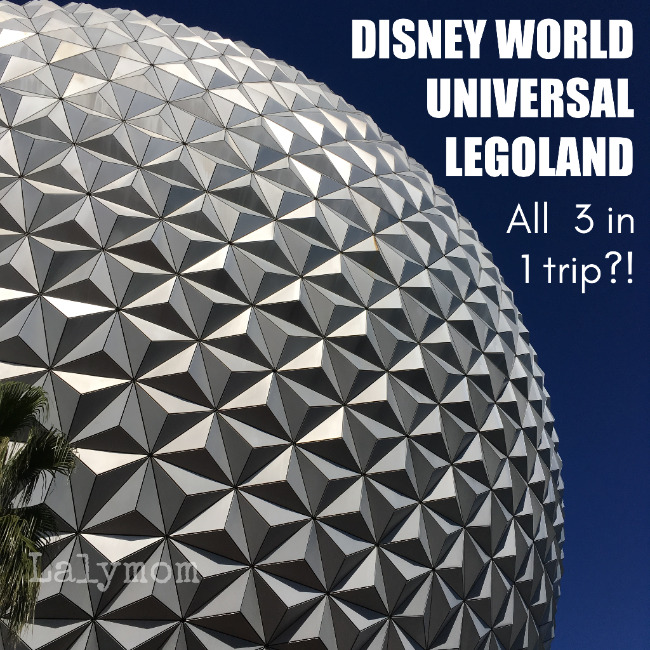 The Epcot Ball, Spaceship Earth is a Symbol for Disney World in Florida. Can you combine all three major Florida parks into one trip? Disney World, Universal and Legoland. 