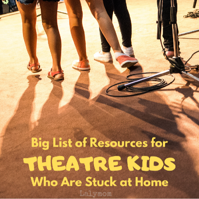 Kids on the stage. Heading home. Big List of Resources for Theatre Kids Stuck at Home (videos, books, social media and more) on Lalymom