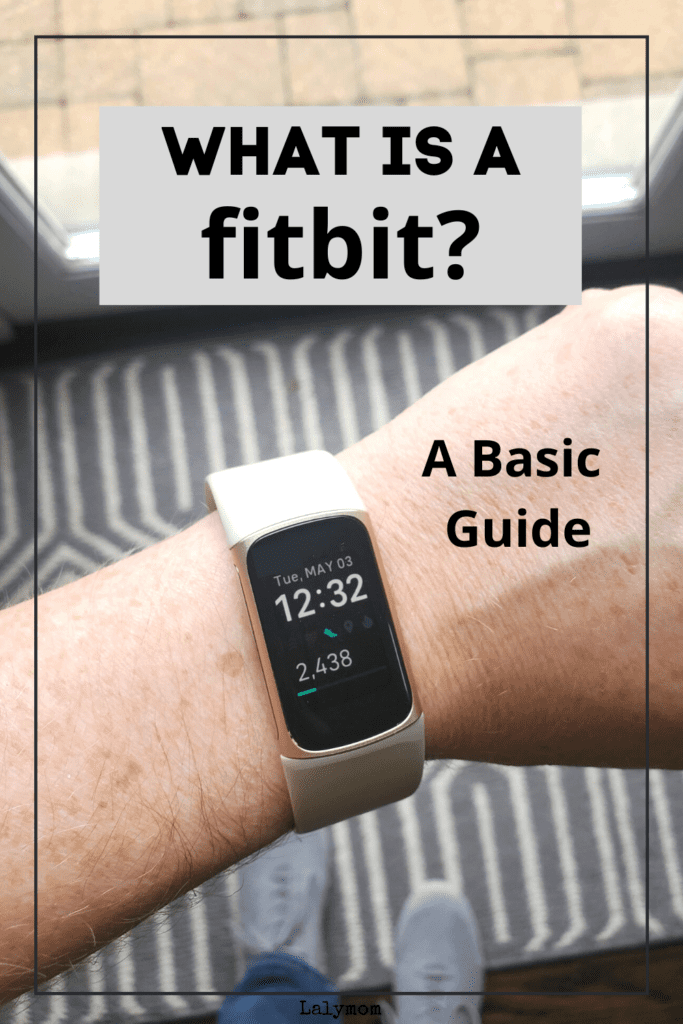 Photo of a wrist wearing a fitbit. Text reads what is a fitbit? A basic Guide