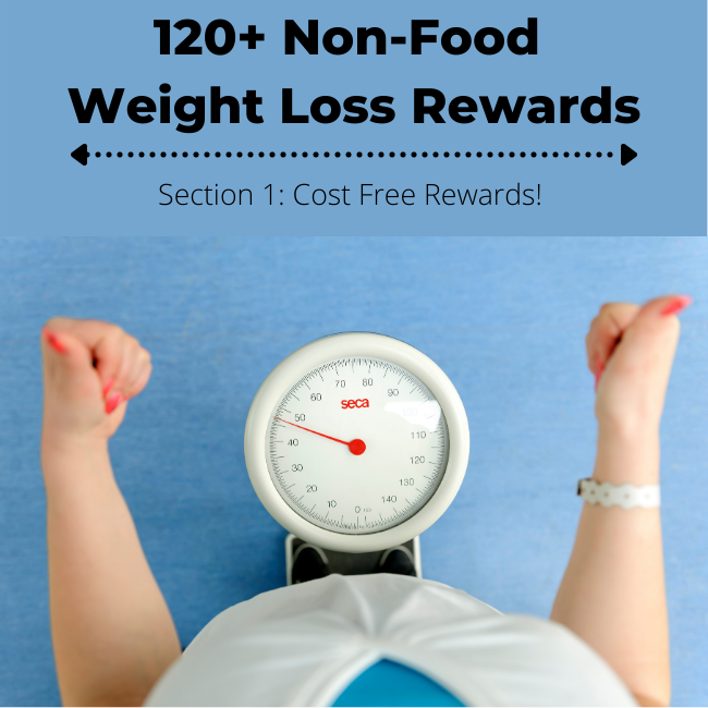 Standing on a scale, giving thumbs up! 120+ Non Food Weight Loss Rewards - Cost Free