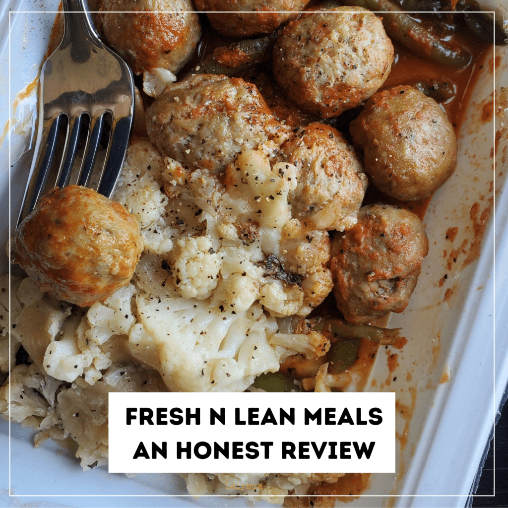 Photo of Buffalo Turkey Meatballs Meal with text that reads Fresh N Lean Meals an honest review